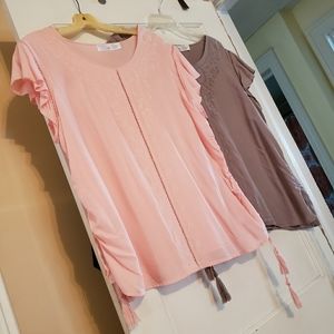 Flutter Sleeve Cotton Blouse Time and Tru XXL